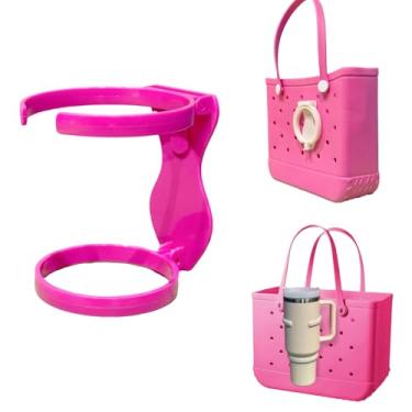 Imagem de Suporte de copo dobrável para bolsa Bogg compatível com Stanley 30 1,134 g, organizador de garrafa de água para bolsa de praia (rosa vermelha)