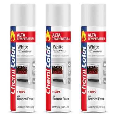 Imagem de Kit 03 Tintas Spray 350ml Alta Temperatura Interno e Externo Secagem Rápida - Chemicolor