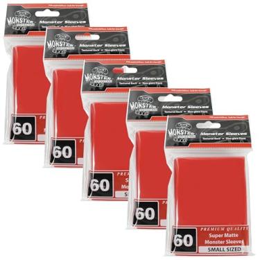 Imagem de Monster Protectors Mangas - 300 unidades vermelhas tamanho pequeno acabamento super fosco - compatível com MTG Magic The Gathering e outros jogos de tamanho padrão, troca, esportes e cartas