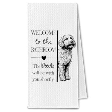 Imagem de ChissNook Goldendoodle Gifts Toalhas de Banheiro, Doodle Dog Dono Amantes Presentes para Mulheres, Toalha de Mão Decorativa de Cachorro Engraçado para Banheiro Vaso Sanitário, 40 x 61 cm