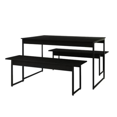 Imagem de Mesa de Jantar com 2 Bancos Estilo Industrial (Preto Ônix/Est.Preta)