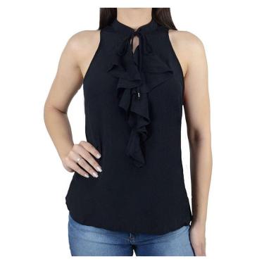 Imagem de Regata Feminina Lado Avesso Babado Preta - L12553-Feminino