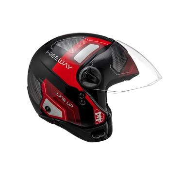 Imagem de Capacete Aberto Peels Freeway Line Up Preto Vermelho Moto (62)