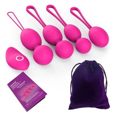 Imagem de Bolas de exercício Kegel para mulheres, conjunto de 4 pesos Kegel de silicone premium para casa e viagem, sistema de treinamento de assoalho pélvico, fácil de limpar, rosa