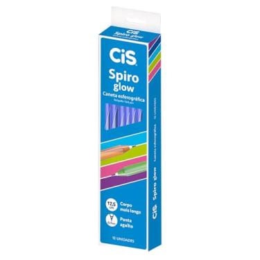 Imagem de CIS Caneta Esferográfica SPIRO GLOW Ponta 0.7mm, Azul, Caixa com 12 unidades