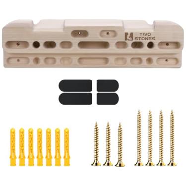 Imagem de TWO STONES Prancha de madeira para escalada em rocha barra projetada para treinamento para escalada, placa de treinamento de escalada de dedo de madeira para construir força e resistência do núcleo