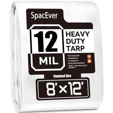 Imagem de Lona resistente 2,8 x 30 m, lona grande de 12 mm de espessura, à prova d'água com ilhós, resistente a UV e rasgos, capa de plástico para barraca de telhado de piscina, lenha ao ar livre, branca