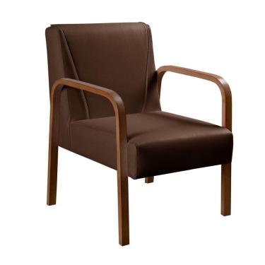 Imagem de Poltrona Decorativa Anita Cadeira Moderna Sala Recepção - Corino Marrom 360