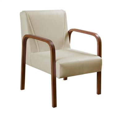 Imagem de Poltrona Decorativa Anita Cadeira Moderna Sala Recepção - Corino Bege 370