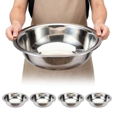 Imagem de JBESUHI 4 tigelas de mistura de aço inoxidável de 33 cm - bacia de salada de metal extra grande com borda mais profunda, acabamento espelhado e pode ser lavada na lava-louças, para uso doméstico e