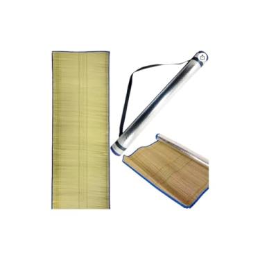 Imagem de Esteira de Praia de Palha, Dobrável, 170x60cm, Material de Palha e Plástico, Portátil, para Praia, Piscina, Sítio, Acampamento, Parque