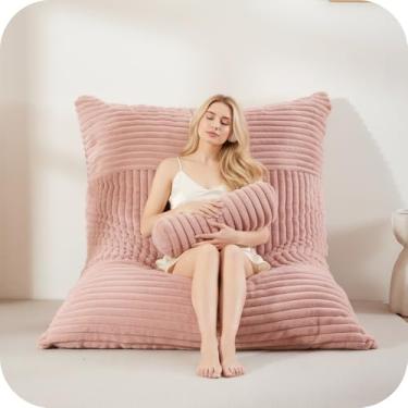 Imagem de ZOEMO Cadeira de pufe 5 em 1 com almofada de rolo, cadeiras gigantes para adultos, capa ultramacia e lavável na máquina, sofá cama conversível para sala de estar, quarto