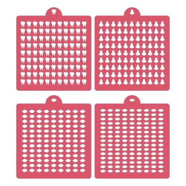 Imagem de Pacote com 4 estênceis reutilizáveis de glacê de glacê, gema com glitter, conjunto de modelos de estêncil de padaria para bolo de biscoito e cupcake, artesanato faça você mesmo, copos reutilizáveis