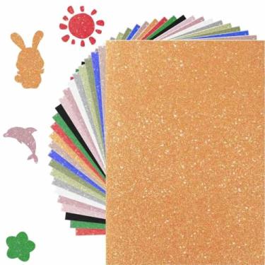Imagem de Cartolina de luxo com glitter para Cricut, Shimmer, 24 folhas 12 cores, 250 g/m2, sem galpão, faça você mesmo, papel brilhante para artesanato, confecção de cartões, decorativo, scrapbooking(24)