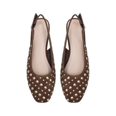 Imagem de BEAUDRM Sapatilhas femininas com salto baixo e bico fechado, sapatilhas, casual, festa, bico fino, elegante, MOCHA MARROM, 35