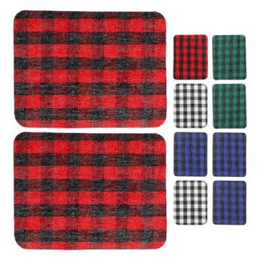 Imagem de Angoily Adesivos de ferro xadrez para roupas jeans, pacote com 12 adesivos de tecido para decoração, saias, sapatos, bolsas, fronhas