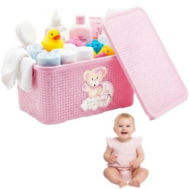 Imagem de Caixa Infantil 7L Bebê Mamãe Organizadora Rosa Resistente - Monte Líba