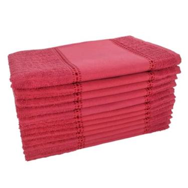 Imagem de Kit 6 Toalha Lavabo Canelada Barra Pinte e Borde (Vermelho Natal)