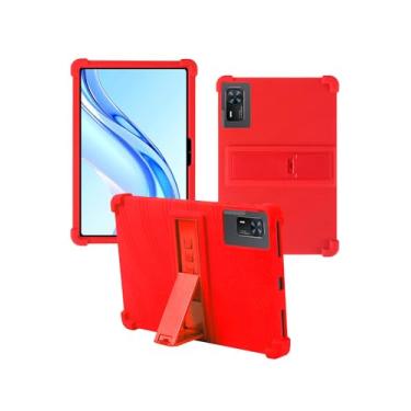 Imagem de Capa para tablet Doogee Tab E3+ Android 15 de 12 polegadas, capa protetora de borracha leve à prova de choque, capa protetora de silicone macio ajustável para crianças, vermelha