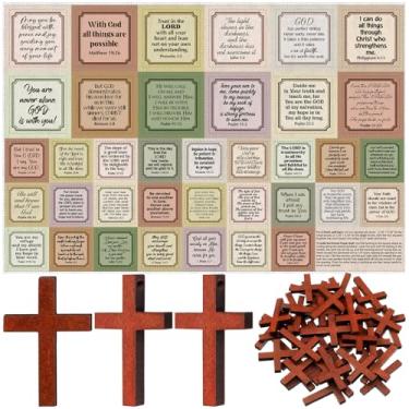 Imagem de Painel de colcha de oração de bolso, quadrados com pequenas cruzes de madeira, mini escritura, faça você mesmo, colcha de oração de bolso para amigos, família, presente espiritual, presente de Natal