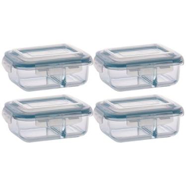 Imagem de Conjunto Com 4 Potes 640ml Divisória Hermético Marmita - QUALITY HOUSE