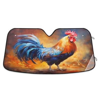 Imagem de Wassud Guarda-sol colorido para para-brisa de carro, para-sol para janela frontal de carro, protetor de viseira de sol bloqueia raios UV, persiana dobrável sanfonada para carro, caminhão, SUV, 80 x
