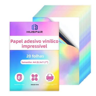 Imagem de Papel Adesivo Holográfico Arco-Íris A4 20 Folhas Adesivos Holográficos