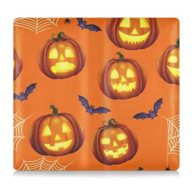 Imagem de Burbuja Suporte de registro e seguro de carro, caixa de luvas de couro brilhante Jack O Lantern Pumpkins organizador de documentos carteira acessórios capa