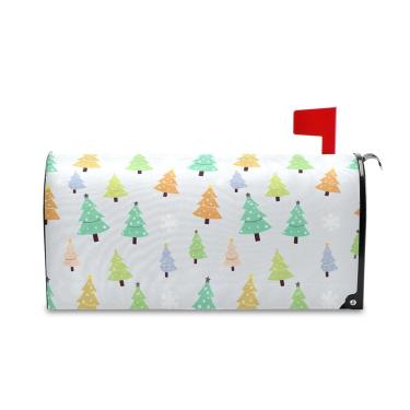 Imagem de Burbuja Capa de caixa de correio magnética, capa de caixa de correio decorativa de árvore de Natal para decoração de jardim e quintal, tamanho grande 52,8 x 64,5 cm