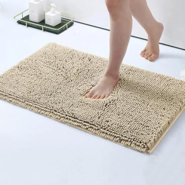 Imagem de Kit Tapete de Banheiro Bolinha Macarrão Antiderrapante 40x60cm - Microfibra Super Absorvente(3 Unidades,Bege)