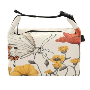 Imagem de STAYTOP Lancheira vintage lindas flores silvestres com fivela, lancheira isolada para meninos e meninas, lancheira térmica para trabalho escolar