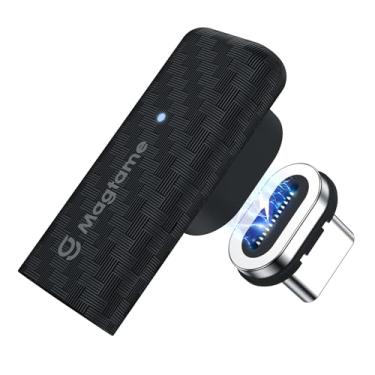 Imagem de Magtame Adaptador magnético USB C de ângulo reto de 24 pinos 240W de fibra de carbono, extensor macho para fêmea tipo C, carregamento rápido de 40 Gbps e vídeo 4K, porta de proteção adequada para
