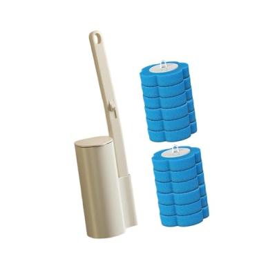 Imagem de Fenteer Kit Inicial de Escova Sanitária Profissional com Cabo Longo e Montagem na Parede para Limpeza Eficiente do Vaso Sanitário, 12 Refis para a Cabeça