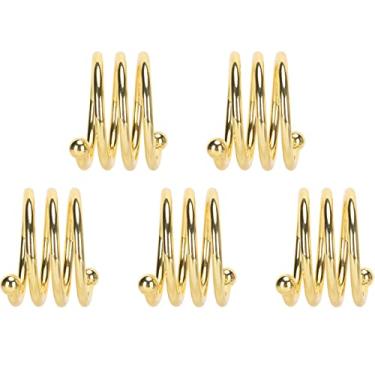 Imagem de Anéis de guardanapo ouro galvanizado metal alta dureza durável porta-guardanapos para festa de casamento decoração de casa material de ferro cor brilhante 5 peças