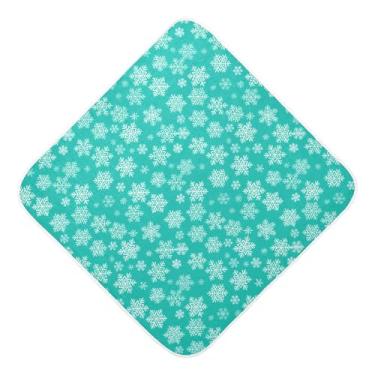 Imagem de Burbuja Flocos de neve em azul-petróleo toalha de banho para bebê - toalha com capuz de musselina macia e absorvente para recém-nascido, 89 x 89 cm