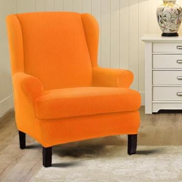 Imagem de Capa elástica para sofá, poltrona, protetor de móveis, macio com fundo elástico, para sala de jantar, escritório, decoração de casa, sala de estar - laranja||Tamanho regular