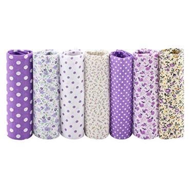 Imagem de HEEPDD Tecido Roxo Ponto 100 Algodão Macio e Confortável para Confecção de Decoração de Casa Acolchoado Costura 7 Peças de Tecido de Algodão Faça você Mesmo Quadrados Variados Necessidades Diárias