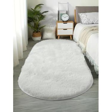 Imagem de Tapetes felpudos e macios ultrafinos para sala de estar, tapete felpudo para quarto, tapetes de decoração de casa, tapete fofo luxuoso antiderrapante lavável na máquina, decoração de quarto, branco