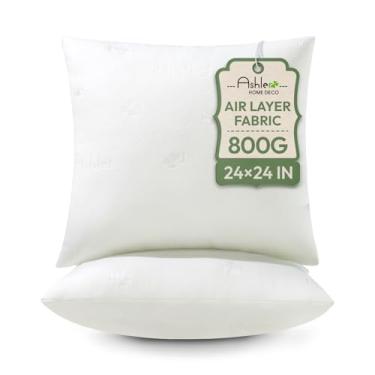 Imagem de Ashler Enchimento de almofada (pacote com 2, branco), 61 x 61 cm, almofadas de camada de ar para almofadas decorativas para cama de sofá