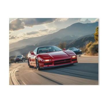 Imagem de HouLaiZhe Drift Car Jdm Nsx Sports Car Fast Cool Posters Canvas Wall Estética Decoração de parede Impressão de parede Sala de Galeria Decoração de parede para quarto sala de estar escritório 18 x 24