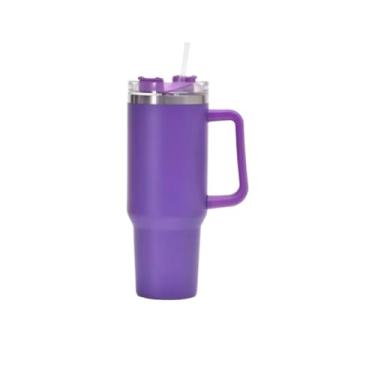Imagem de Térmico Copo Inox Alça Flip Straw com canudo de Metal 1200ml(Roxo)
