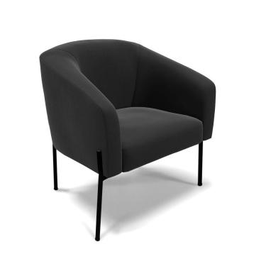 Imagem de Poltrona Pé De Ferro Preto Sala De Estar Stella Suede D03 - D'rossi Cor Preto