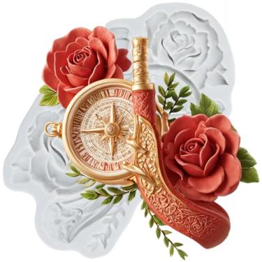 Imagem de MYPRACS Gun Roses Fondant Molde de silicone para decoração de bolos de açúcar, topo de cupcake, pasta de goma de chocolate, argila de polímero