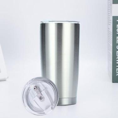 Imagem de CWPJUNDGP Caneca de carro de aço inoxidável de 590 ml, caneca de carro de camada dupla, isolamento térmico, isolamento térmico, copo mestre de gelo, grande capacidade