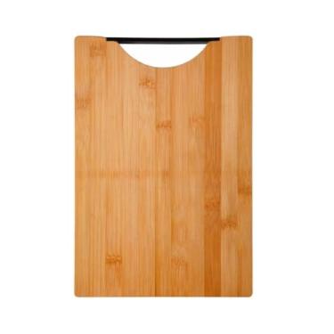 Imagem de Tábua Carne Madeira Bambu Ecologico corte Alça Cozinha Multiuso Retangular Legumes Churrasco