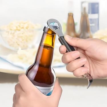 Imagem de Abridor de garrafa, alavanca manual de aço inoxidável, abridor de lata para latas de cerveja, adequado para garçons de bar em casa, preto