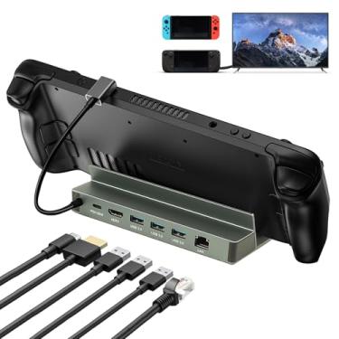 Imagem de Estação de Acoplamento Base 6 em 1, Hub USB C com Suporte Ajustável, Estação de Ancoragem 6 em 1, Hub Tipo C, com HDMI 4K 60Hz, Base Dock Station Suporte 6 Em 1