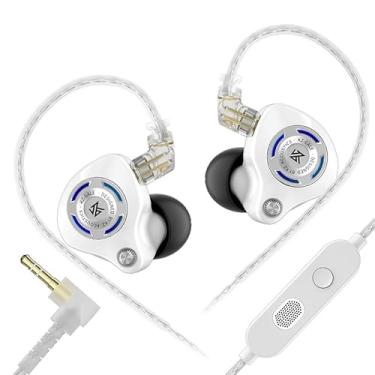 Imagem de HIFIXAUDIO Monitores intra-auriculares KZ Gale, fone de ouvido IEM superlinear para jogos, fones de ouvido com fio Hi-Fi com cabo embutido destacável banhado a prata (com microfone de 3,5 mm, branco)