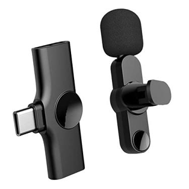 Imagem de Microfone de lapela de rádio sem fio recarregável para gravação de áudio e vídeo mini microfone para Android tipo-C