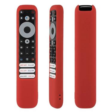 Imagem de Case for T-CL RC902V FMR1, RC813 FMB1 Smart Voice Remote Control, Protective Silicone Case only for T-CL RC902V FMR1 Remote Shockproof, Anti-Lost Cover with Loop (Red)